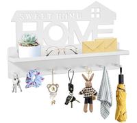 Porte Clef Mural avec Sept Crochets, Boite a Clefs Murale avec étagère de Rangement, Boite a Clefs Murale pour Ranger les Petits Objets Tels que les Clés et le Courrier Dans L'entrée