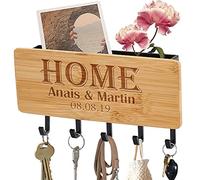 porte clef mural gravé personnalisé pour clés et lettres, petit porte-clés mural en bambou pour entrée, couloir, cuisine, bureau, maison