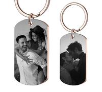 Porte clef personnalisable,1-10PCS unité Porte-clés porte clef couple avec image double face personnalisable, porte-clés personnalisé gravé au laser pour homme, femme, petit ami, cadeau couple