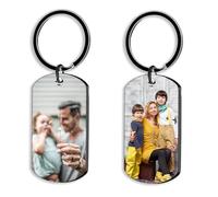Porte clef personnalisable,1-10PCS unité Porte-clés porte clef couple avec image double face personnalisable, porte-clés personnalisé gravé au laser pour homme, femme, petit ami, cadeau couple