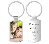 Porte Clef Personnalisable Avec Gravure De Photos Et D'icônes, Porte Clé Couple Coeur Personnalisé, Cadeau Créatif Pour Petit Ami, Petite Amie, Maman, Papa, Noël, Saint-Valentin (Rectangle)
