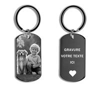 Porte Clef Personnalisable avec Photo et Texte Recto-Verso, Porte Clé Personnalisé Photo Personnalisé, Porte Clef Femme Homme Couple, Idée Cadeau pour Fete des Meres, Fete des Peres, Noël (B: Noir)