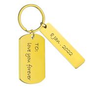 Porte Clef Personnalisable avec photo gravée - Médaillon rectangulaire pour hommes et cadeaux familiaux - Gravure laser sur mesure pour messages et textes uniques, petits cadeaux de couple passionnés