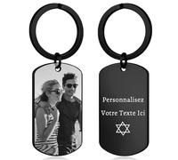 Porte Clef Personnalisable avec Photo, Porte-clés Personnalisé Recto Verso, Cadeau Personnalisé Pour Anniversaire Noël Fête des Pères, Idéal Pour Hommes Petit Ami Mari (A1-Gravure-Rectangulaire)