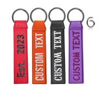 Porte-clef Personnalisable,double face brodé votre texte, accessoires de porte - clés de voiture moto scooter de vélo,porte-cléss cadeaux personnalisés pour couples, familles et amis (Keyring)