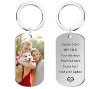 Porte Clef Personnalisable Photo, Porte Clé Personnalisé Photo Couleur Gravé Texte, Double Face Laser Porte-Clés Personnalisé Idéal Cadeau pour Femmes, Homme, Couples, Ami, Famille