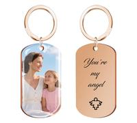 Porte Clef Personnalisable Photo, Porte Clé Personnalisé Photo Couleur Gravé Texte, Double Face Laser Porte-Clés Personnalisé Idéal Cadeau pour Femmes, Homme, Couples, Ami, Famille