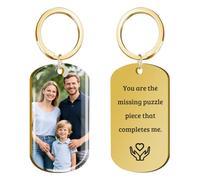 Porte Clef Personnalisable Photo, Porte Clé Personnalisé Photo Couleur Gravé Texte, Double Face Laser Porte-Clés Personnalisé Idéal Cadeau pour Femmes, Homme, Couples, Ami, Famille
