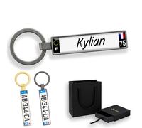 Porte-clef personnalisable - Plaque d’immatriculation française numéro personnalisé - Porte-clés sur mesure, idée cadeau pour voiture, moto et sac.(Corse)