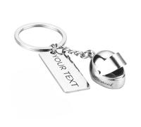 Porte Clef Personnalisable, Porte Clé Personnalisé en Métal, Cadeau Fete des Peres personnalisé, Idée Cadeau St-Valentin, Porte-clés Casque de Moto, Accessoires Moto (Casque Argenté + Plaque Argentée)