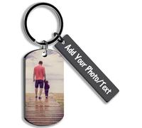 Porte Clef Personnalisable Porte Clé Photo Personnalisé Cadeau Saint Valentin Pour Homme Femme - Ajouter Un Texte D'Image Sur Les Deux Faces Medaille Chien Avec Gravure (Noir-Deux)
