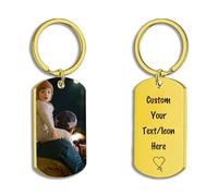 Porte Clef Personnalisable Porte Clé Photo Personnalisé Cadeau Saint Valentin Pour Homme Femme - Ajouter Un Texte D'Image Sur Les Deux Faces Medaille Chien Avec Gravure (Or)