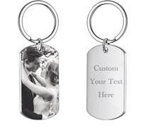 Porte Clef Personnalisable Porte Clé Photo Personnalisé Cadeau Saint Valentin Pour Homme Femme - Ajouter Un Texte D'Image Sur Les Deux Faces Medaille Chien Avec Gravure (Argent)