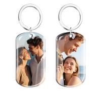 Porte Clef Personnalisable Porte Clé Photo Personnalisé Double Face Couleur Gravé, Porte-Cles Personnalisée Idéal Cadeau pour Homme Femme Mère Pères Ami