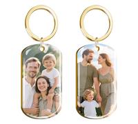 Porte Clef Personnalisable Porte Clé Photo Personnalisé Double Face Couleur Gravé, Porte-Cles Personnalisée Idéal Cadeau pour Homme Femme Mère Pères Ami