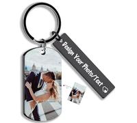 Porte Clef Personnalisable Porte Clef Photo Personnalisation Double Face - Téléchargement Une Image, Ajout De Texte Cadeau Saint Valentin Homme Cadeau Femme (Noir-Deux)