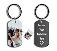 Porte Clef Personnalisable Porte Clef Photo Personnalisation Double Face - Téléchargement Une Image, Ajout De Texte Cadeau Saint Valentin Homme Cadeau Femme (Noir)