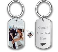 Porte Clef Personnalisable Porte Clef Photo Personnalisation Double Face - Téléchargement Une Image, Ajout De Texte Cadeau Saint Valentin Homme Cadeau Femme (Argent)