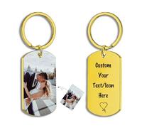 Porte Clef Personnalisable Porte Clef Photo Personnalisation Double Face - Téléchargement Une Image, Ajout De Texte Cadeau Saint Valentin Homme Cadeau Femme (Or)