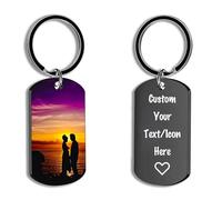 Porte Clef Personnalisable Porte Clef Photo Télécharger Une Image Et Ajouter Un Texte/Nom/Date - Cadeau Saint Valentin Homme Saint Valentin Femme (Noir)