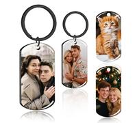 Porte Clef Personnalisable Porte Clés Personnalisé Photo et Texte Gravé Recto et Verso pour Homme Femme Couples Amis et Famil (Double face)