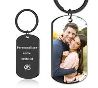 Porte Clef Personnalisable Porte Clés Personnalisé Photo et Texte Gravé Recto et Verso pour Homme Femme Couples Amis et Famil (Unilatéral)