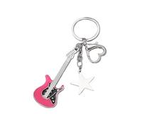 Porte Clef Porte-clés avec pendentif Instrument de musique créatif for hommes, groupe Rock, bijoux sac, guitare en métal Simple et exquise, 2 pièces(Pink)
