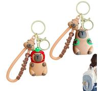 Porte-clés, 2 PCS Porte Clés Capybara Capybara porte Clés Pendentif Porte-clés Animal Drôle Poupée Capybara Sac à Dos Convient Aux Filles et Enfants