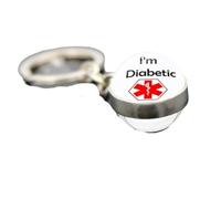 Porte Clés 2 Pièces Diabétique Patient Temps Gemme Porte Clés Double Face Bille En Verre, Blanc F