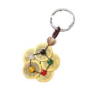 Porte Clés 2 Pièces En Laiton Fleur De Prunier Cinq Éléments Perles Cinq Empereur Argent Porte Clés Pendentif Fleur De Prune Boucle Pièce De Cuivre, Marron