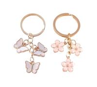 Porte-clés 2 pièces, porte-clés papillon fleur de cerisier, porte-clés pour femmes, porte-clés pendentif créatif, pendentifs décoratifs mignons