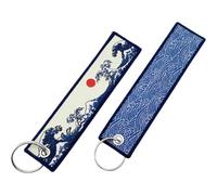 Porte-clés 2 Pièces Vagues Océaniques Porte-clés De Voiture Porte-clés en Tissu Brodé Porte-clés De Voiture Décor pour Clés Porte-clés Anti-Perte