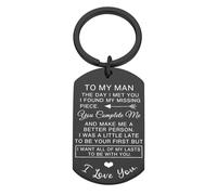 Porte-clés 2026 « TO My Man » en acier inoxydable pour lui, cadeaux de mari de femme, cadeaux d'anniversaire pour petit ami, fiancé, fiançailles, Noir , taille unique