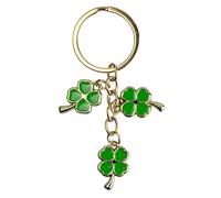 Porte-clés 3 trèfles verts à 4 feuilles porte-bonheur - Porte-clés de Saint Patrick pour amoureux de la fortune, trèfle, plantes... Accessoire porte-bonheur avec quatre feuilles vertes - Unisexe pour
