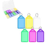 Porte-clés,30 Porte Clés Colorés et Robustes avec Étiquettes en Papier Vierge Lignées Couvercles Transparents et Anneaux Fendus Identificateurs d'articles