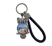 Porte-clés 3D église de Santa Cruz Oran Algérie en forme de hibou en verre cristal porte-clés souvenir décoration homme femme pendentif accessoires cadeau, Église de Santa Cruz Oran Algérie, 3.5 × 5.5