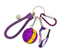 Porte-clés 3D en forme de chaussure avec mini basket et cordon, élégant porte-clés pour les passionnés de basket, cadeau pour enfants, hommes et femmes (Purple)