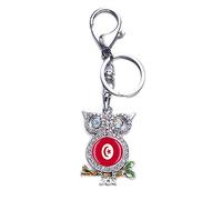 Porte-clés 3D en métal en forme de hibou - Motif drapeau de la Tunisie pour homme et femme