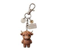 Porte-clés 3D en résine avec carte sentimentale « A Little Highland Cow for You » - Pour femme - Pour les amoureux des animaux - Sac à dos, 1, C