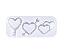 Porte-clés 3D en silicone lisse fait à la main en forme de cœur Kabi en résine époxy