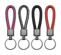 Porte-Clés 4 Pièces, Porte-Clés en Cuir Tissé, Porte-Clés Simple, Pendentif Clé De Voiture, Unisexe.