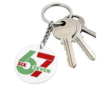 Porte-clés 67 Meme avec inscription amusante Six Seven Meme - Vert et rouge - Porte-clés 6 7 pour garçons adolescents filles adultes