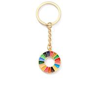Porte-clés 7 couleurs des Nations Unies pour les objectifs de développement durable, badges SDGs, badge arc-en-ciel SDG comme cadeau, M