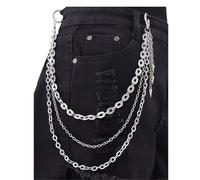 Porte-clés à chaîne punk for pantalons, femmes et hommes, rivets lune et étoile, accessoires, ceinture rock à porter sur jeans, bijoux(Color 02)