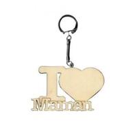 Artemio 14001714 Porte-clés en Bois I Love Maman Bois Multicolore 8x0.5x11 cm