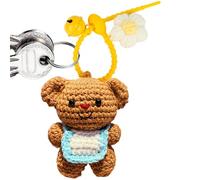 Porte-clés à main au crochet à la main - pendentif sac à en tricot à crème en peluche, pendentif accessoire créatif, adorable clés cale clés | Décor mignon sur le thème des animaux pour sacs à