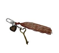 Porte-clés à pompon en dentelle unique en forme de cœur Porte-clés Pendentif Boutons polyvalents Accessoire pour une utilisation quotidienne tendance