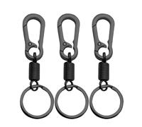 Porte-clés à ressort for hommes, mousqueton en acier inoxydable, porte-clés, crochet d'escalade, de voiture, accessoires sac métal Pivotant Keychain(Black,5pcs)