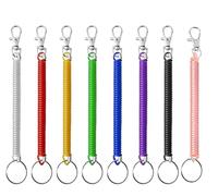 Porte-Clés à Ressorts à Spirale,8 Pack Extensible Porte-clés en Plastique Coloré Cordons de Pêche Rétractable Sangle en Spirale d'attache pour Clés Torch Pinces École 8 Couleurs