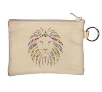 Porte-clés abstrait tête de lion sauvage couleur art porte-monnaie beige, beige, Taille unique
